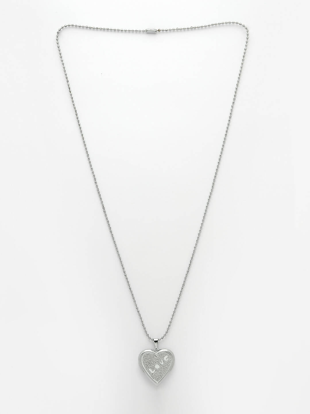 NVR Men Silver Plated Heart Shaped Pendent With Picture Frame And Chain | Swadesiicart