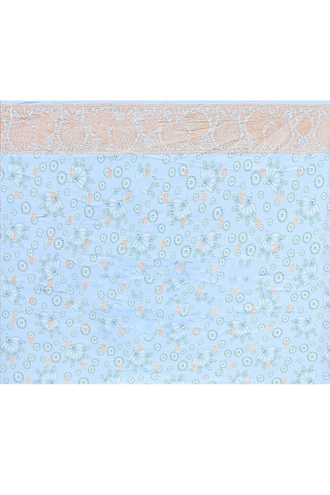 Joban Fashion Light Blue Crepe Chiffon Pure Handloom Banarasi Silk Saree | Swadesiicart
