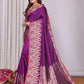 Joban Fashion Banarasi Purple Jacquard Woven Soft Silk Saree | Swadesiicart