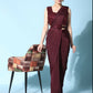 Maroon Imported Crush Lycra Texture Pattern Ready to Wear Saree with stitched Blouse - Nirvana | Swadesiicart