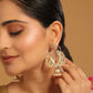 Nuyug 22K Gold Plated White Stone Studded Contemporary Mini Jhumki Dangler Earrings | Swadesiicart