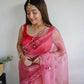 Vamsee Pink Organza Saree - Swadesiicart