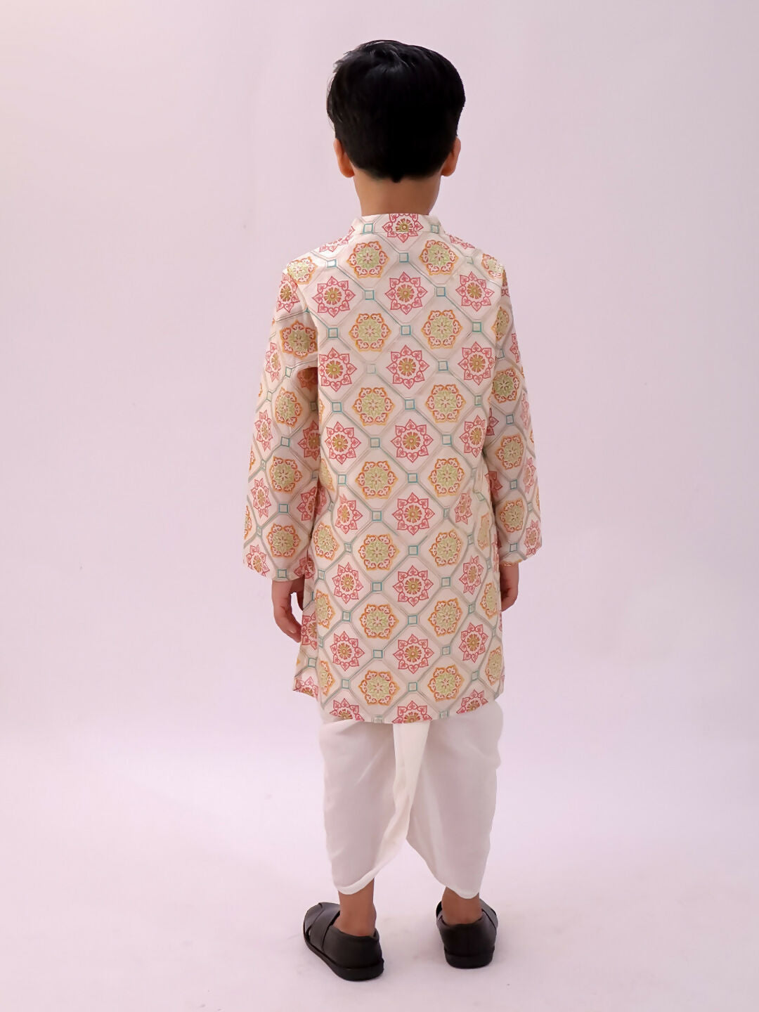 Lil Drama Mishti Off White Kurta Dhoti Set For Boys | Swadesiicart