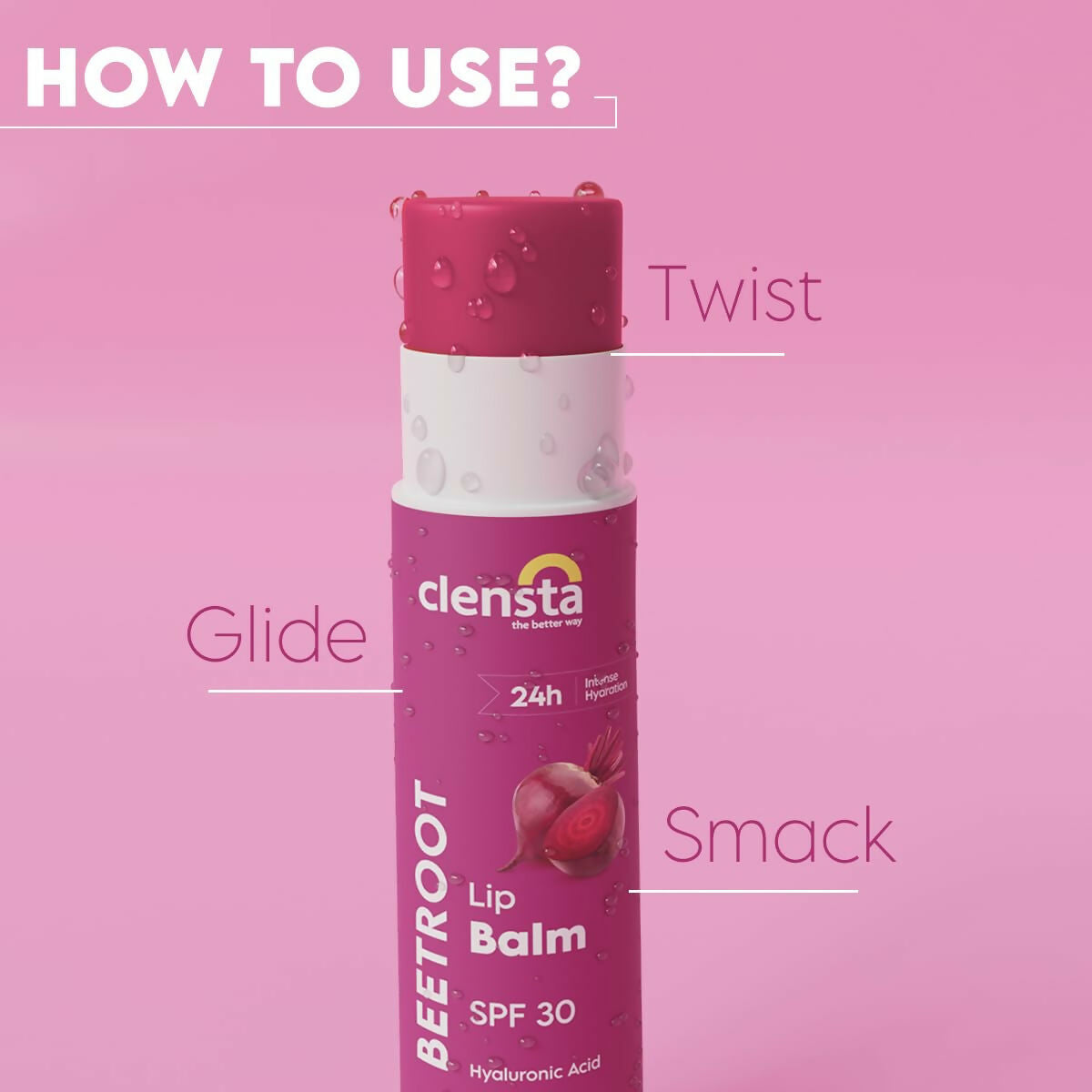 Clensta Beetroot Lip Balm With Hyaluronic Acid Spf 30 With Beetroot | Swadesiicart