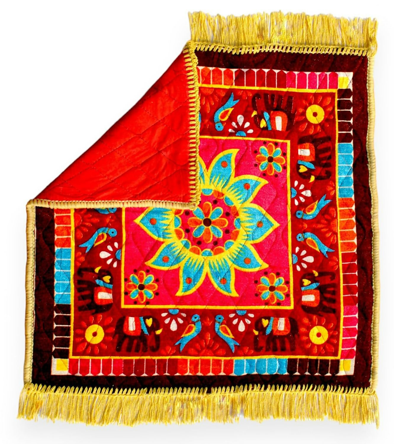 Glun 24 * 24 Inch Velvet Multipurpose Square Carpet Or Mat For Pooja Aasan, Sitting, Meditation 2 Piece Pack | Swadesiicart
