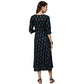 Anubhutee Women's Rayon Knee-Length Ethnic Motifs Maternity A-Line Navy Blue Midi Dress | Swadesiicart