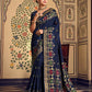 Monjolika Fashion Navy Blue Silk Blend Banarasi Zari Work Classic Saree | Swadesiicart