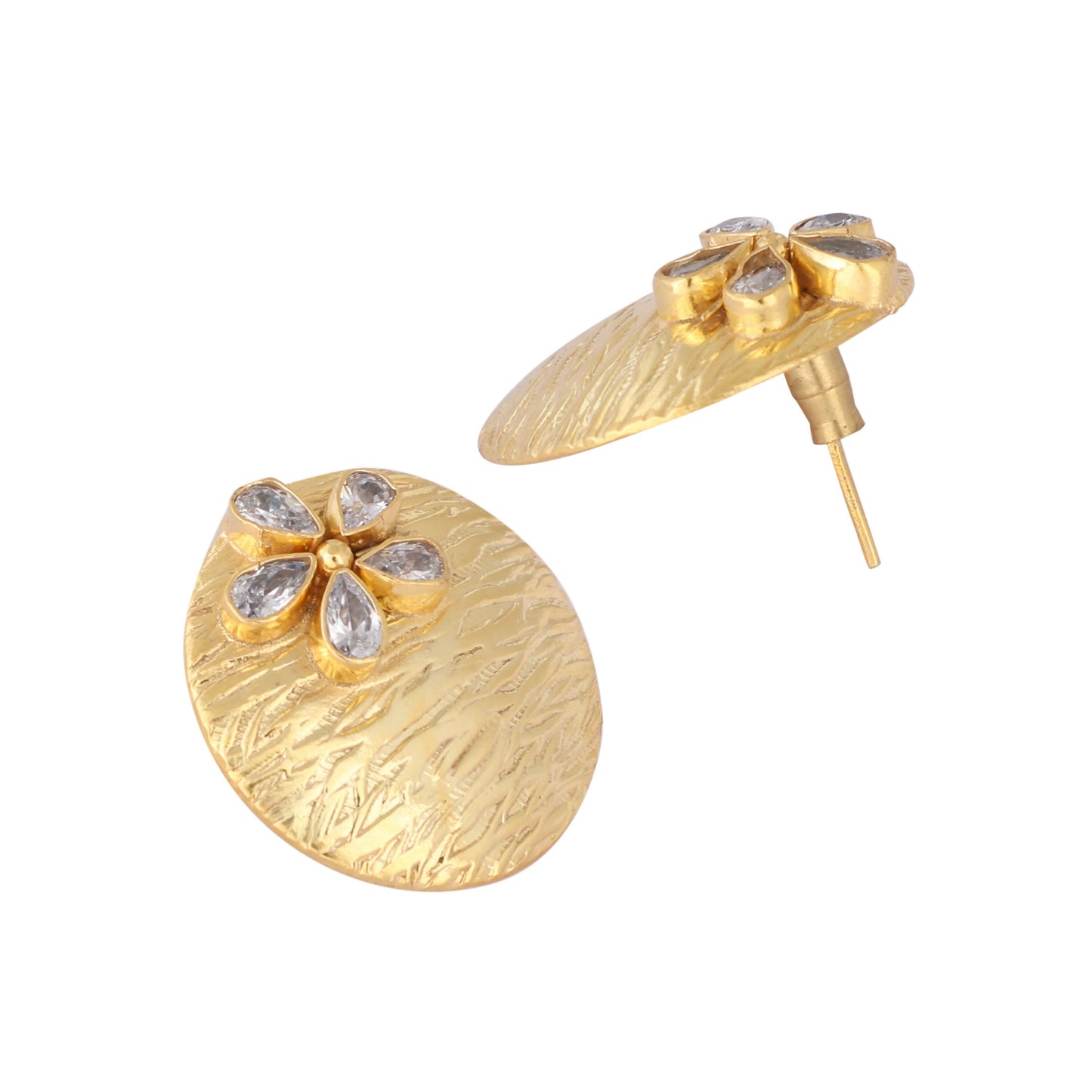 Nuyug 22K Gold-Plated Floral Motif Stud Earrings | Swadesiicart