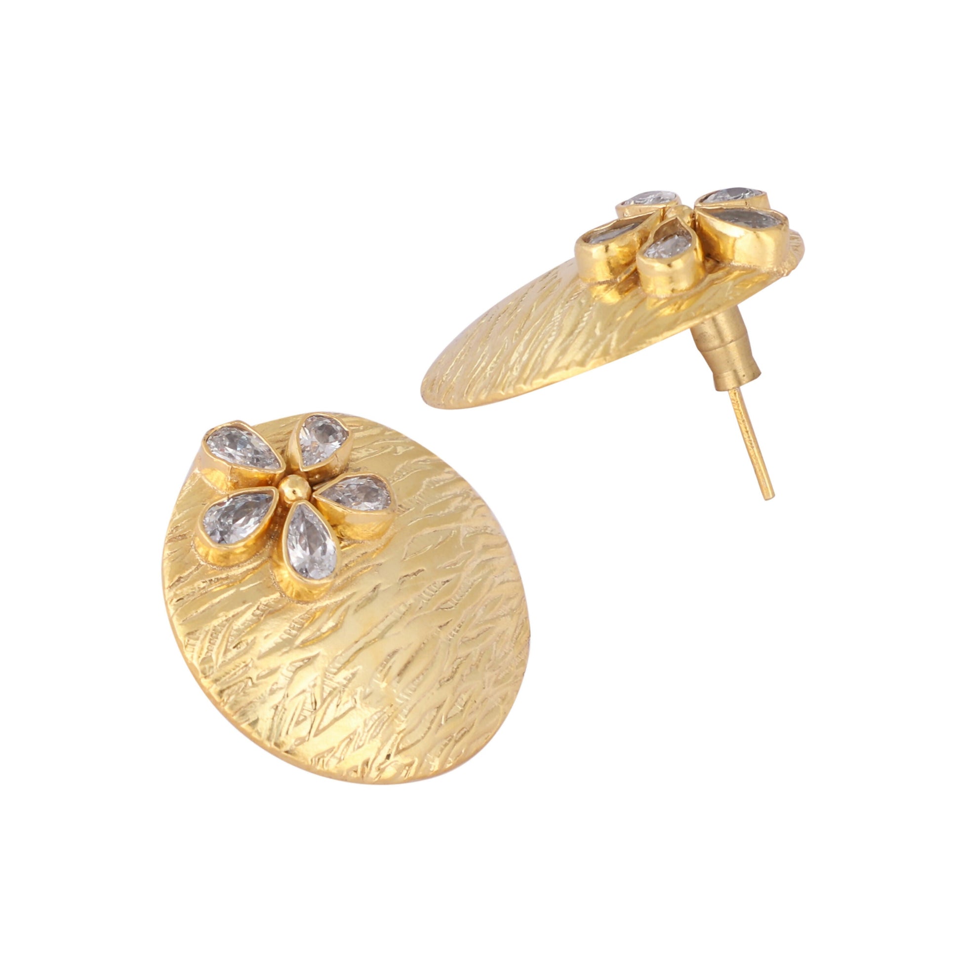 Nuyug 22K Gold-Plated Floral Motif Stud Earrings | Swadesiicart