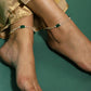 Gold-Polished White Green Pearl Beaded Anklets - Ruby Raang | Swadesiicart