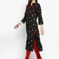 NOZ2TOZ Women Black Rayon Kurta (1Pc) - Swadesiicart