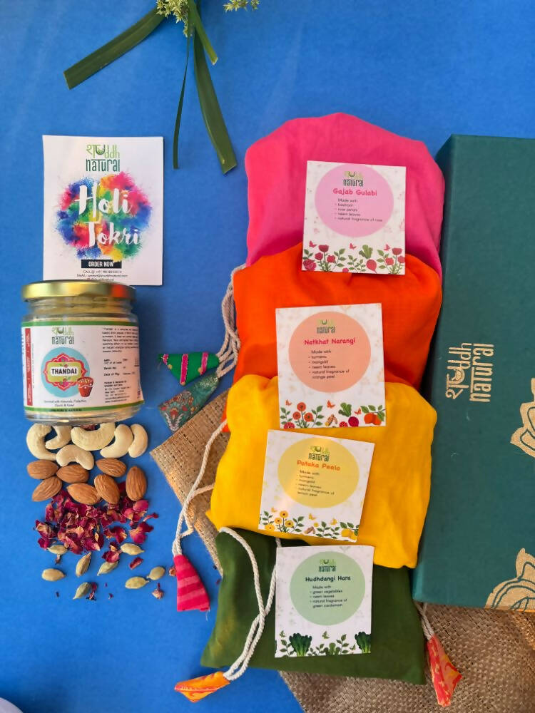 Shuddh Natural Ubtan Based Herbal Gulal | Ayurvedic Thandai Powder | Holi Gift Hamper | Swadesiicart
