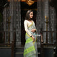 Very Much Indian VMI Exclusive Designer! Handloom Cotton Silk Saree With Sleek Golden Border - Sage Grey | Swadesiicart