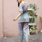 Light Blue Rayon Paisley Printed Top with Matching Bottom - Eesha - Swadesiicart