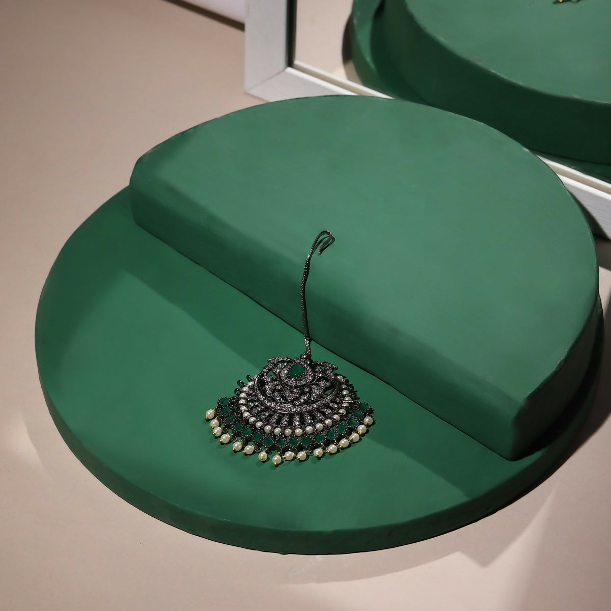 Diamond and Pearl Maang Tikka- Ruby Raang | Swadesiicart