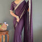 Vastranavya Purple Georgette Silk Swarovski & Heavy Lace Work Ready to Wear Saree | Swadesiicart