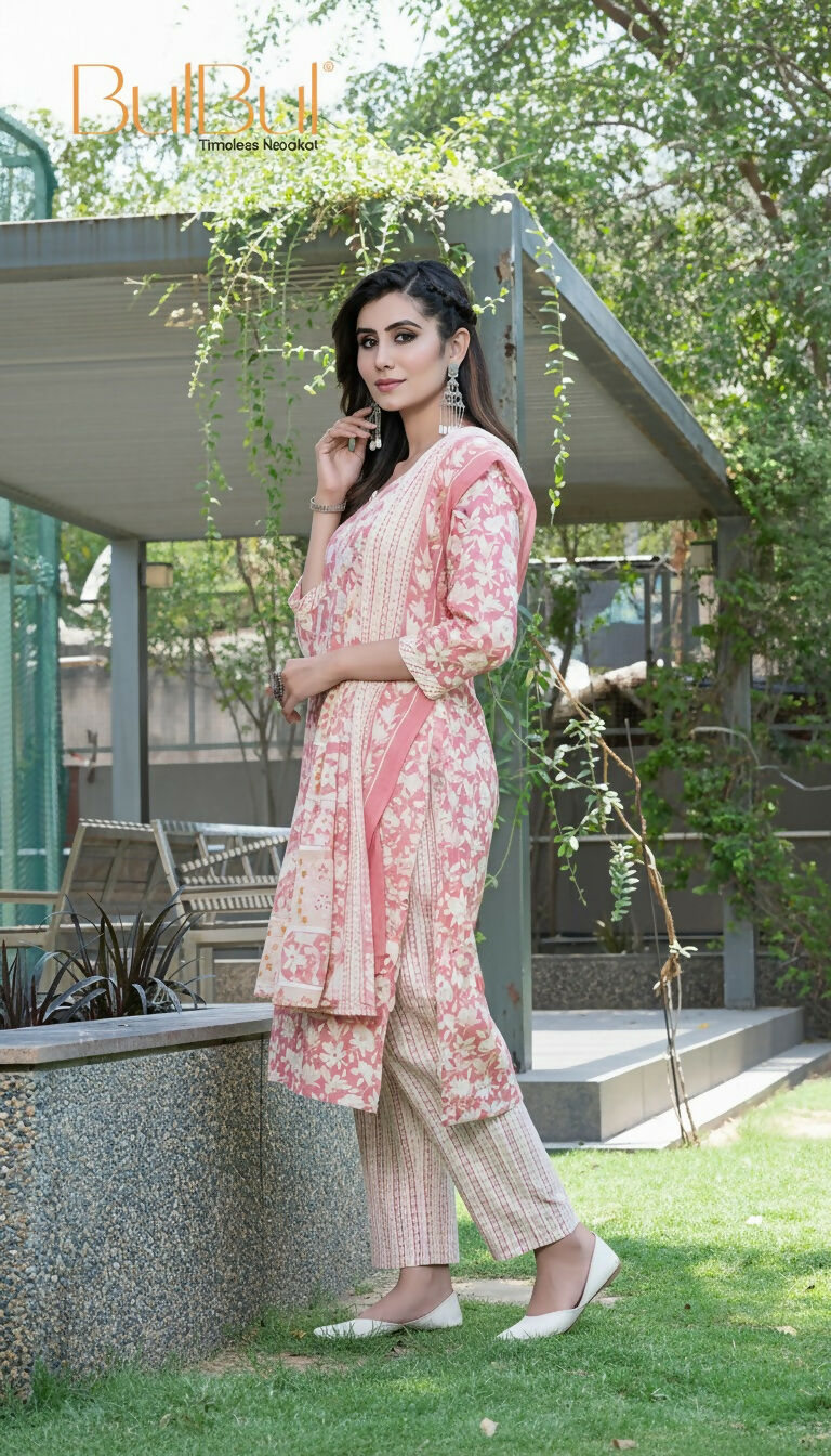 BulBul Fashionista Red Cotton Kurta Set with Dupatta - Swadesiicart