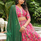 Janasya Pink Georgette Floral Lehenga Choli Dupatta | Swadesiicart