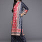 Ahalyaa Women Navy Blue Ethnic Motifs Printed Gotta Patti Velvet Kurta with Palazzos | Swadesiicart