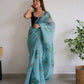 Vamsee Sky Blue Organza Saree - Swadesiicart