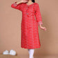 Miravan Women's Festive Wear Red Bandhani Printed Straight Kurta - Swadesiicart