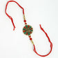 NVR Men Red & Gold-Toned Stone-Studded Rakhi With Roli Chawal | Swadesiicart