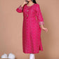 Miravan Women's Plus Size Pink Bandhani Pakistani Straight Kurti - Swadesiicart
