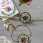 NVR Women & Men Set of 2 Gold Kundan-Studded Handcrafted Wraparound Rakhi Set With Roli Chawal | Swadesiicart