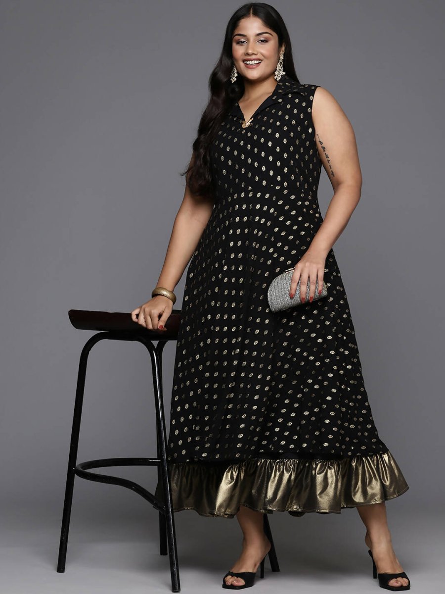 Ahalyaa Women's Traditional wear Ethnic Dress - Black | Swadesiicart