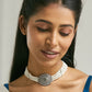 Nuyug Pearl Beaded Semi Precious Labradorite Stone & Enamelled Choker Necklace | Swadesiicart