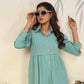 Jyoti Fashion Women's Sea Green Rinkal Cotton Plain with Side Pocket Kurtis & Sets | Swadesiicart