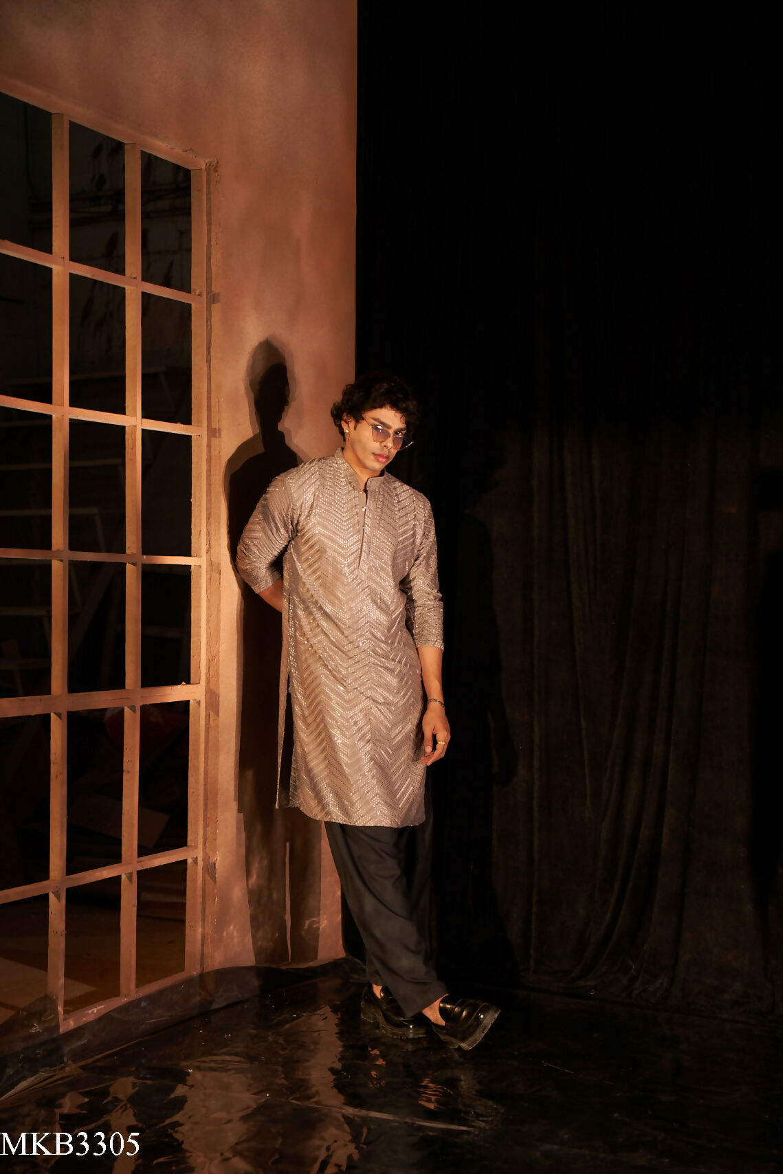 Grey Viscose Chikankari Embroidery Work Men's Kurta Set - Mahotsav | Swadesiicart