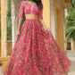 Janasya Pink Georgette Floral Lehenga Choli Dupatta | Swadesiicart