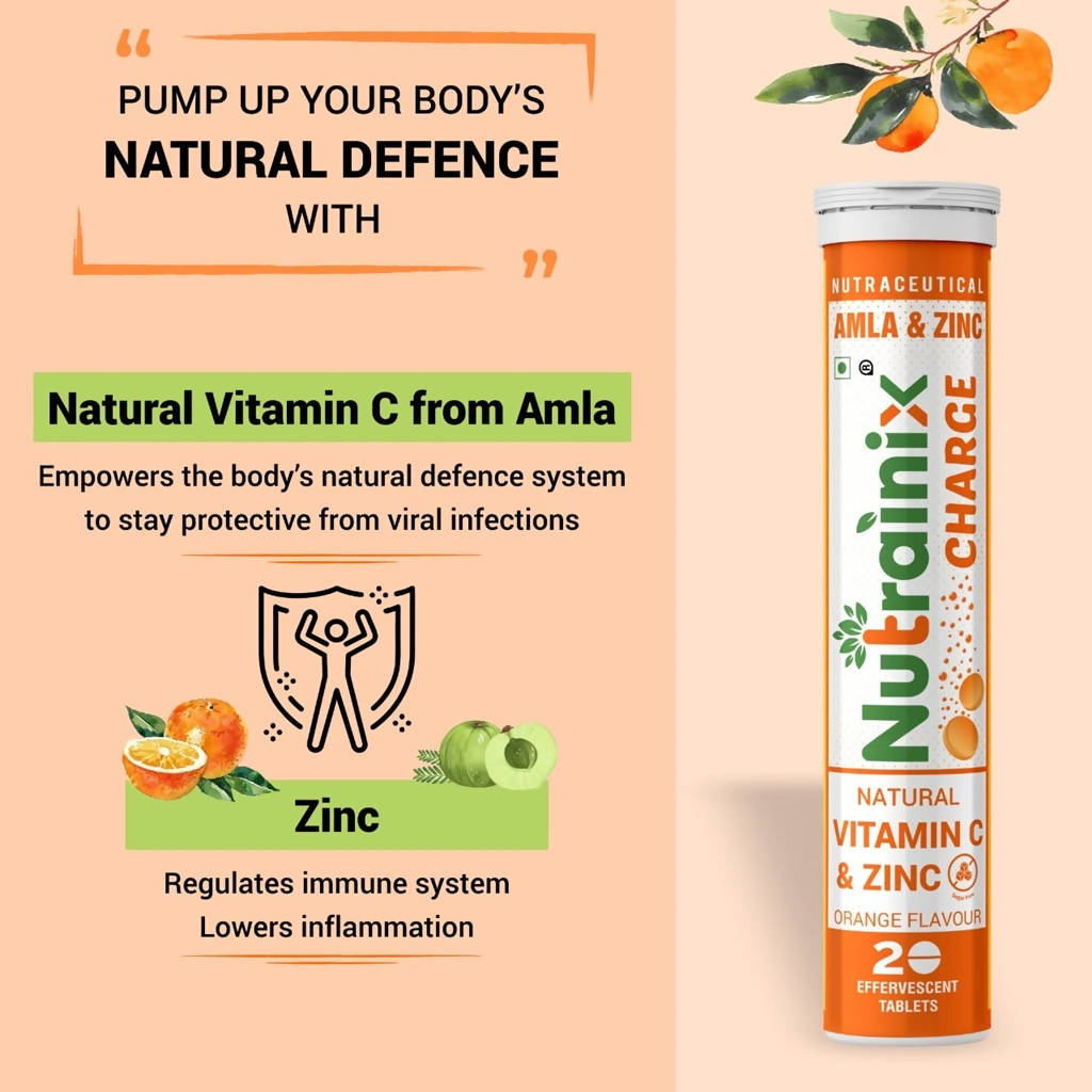 Nutrainix Charge Natural Vitamin C & Zinc Tablets | Swadesiicart
