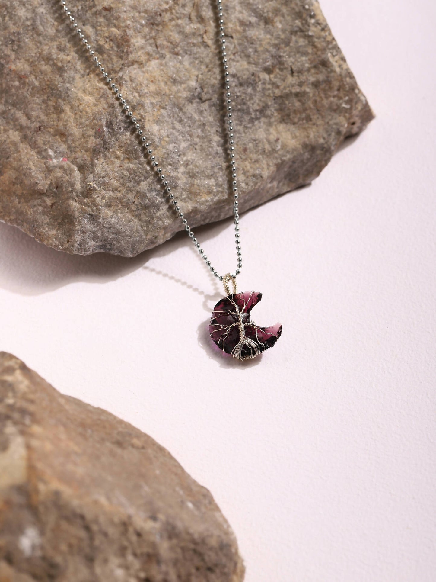 Women's Silver-Toned Purple Silver-Plated Handcrafted Chain - Ruby Raang | Swadesiicart