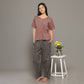 Breathables Women Cotton Printed Loungewear Kurta And Pants Co-Ord Set Red & Navy I Nightwear