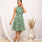 FIORRA Women's Green Georgette Floral Printed Western Dress - Swadesiicart