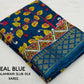 Blue Slub Silk Printed Saree with Unstitched Blouse - Hiral Fashion | Swadesiicart