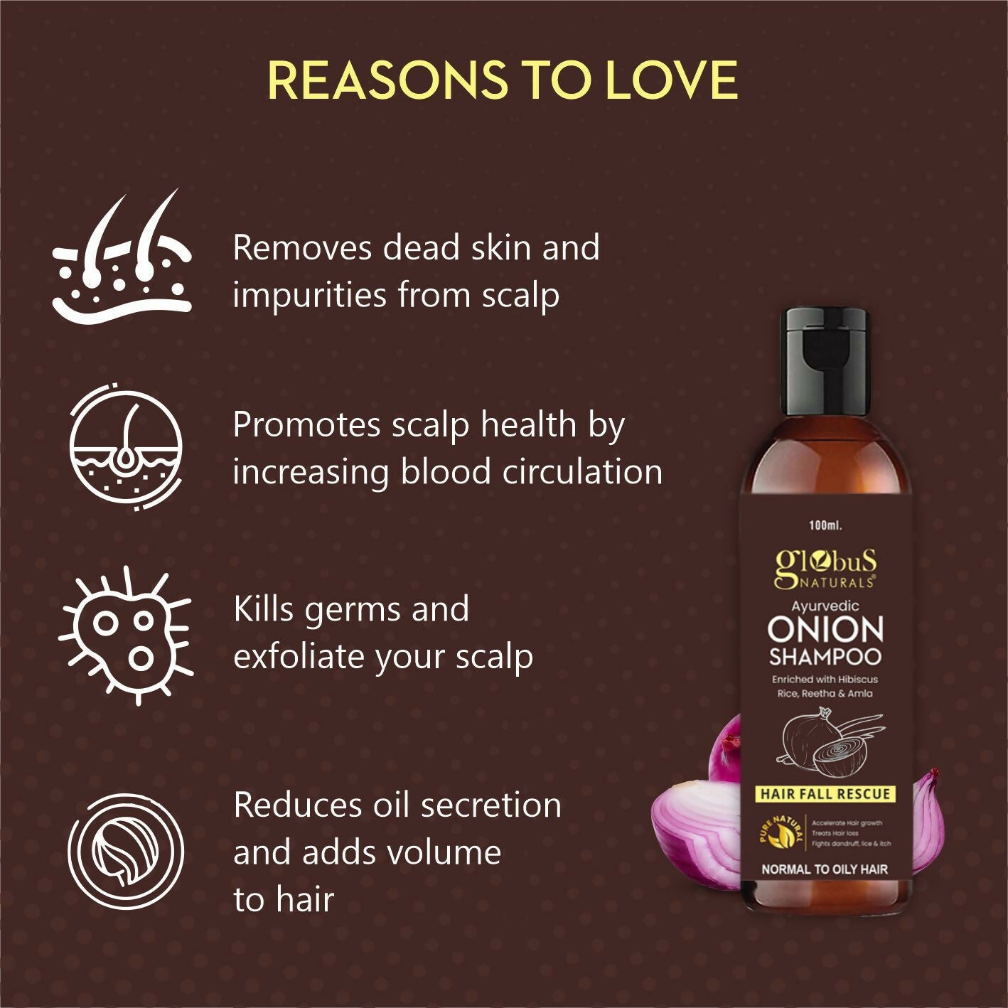 Globus Naturals Onion Shampoo | Swadesiicart