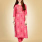 Jyoti Fashion Women's Pink Viscose Rayon Embroidered Kurta Pant Set | Swadesiicart
