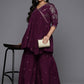 Ahalyaa Women's Traditional Wear Co-ords - Burgundy - Swadesiicart