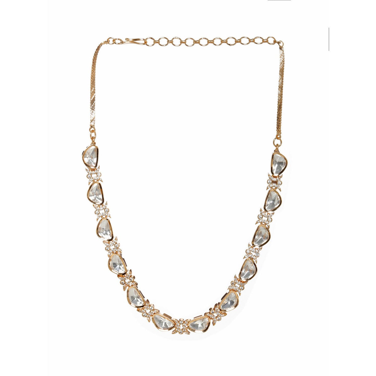 Kundan and Daimond Neckpiece (Gold) - Ruby Raang | Swadesiicart
