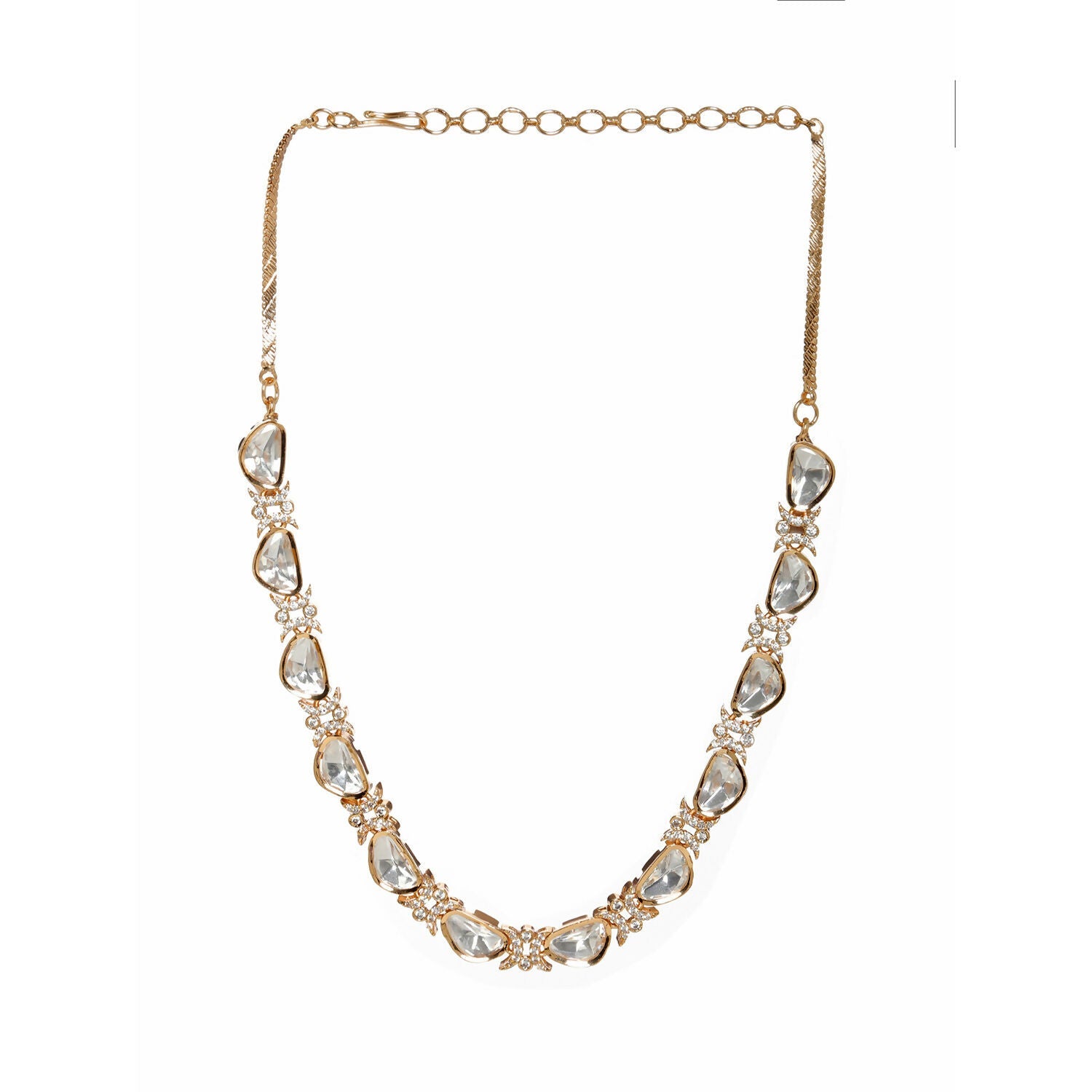 Kundan and Daimond Neckpiece (Gold) - Ruby Raang | Swadesiicart