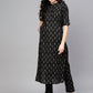 Antaran Black Pure Cotton Printed Kurta Pant Set - Swadesiicart
