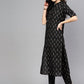 Antaran Black Pure Cotton Printed Kurta Pant Set - Swadesiicart