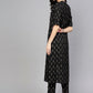 Antaran Black Pure Cotton Printed Kurta Pant Set - Swadesiicart