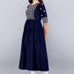 PAVONINE Navy Blue Color Burfi Design Embroidery Dress For Women | Swadesiicart