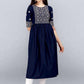 PAVONINE Navy Blue Color Burfi Design Embroidery Dress For Women | Swadesiicart