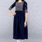 PAVONINE Navy Blue Color Burfi Design Embroidery Dress For Women | Swadesiicart