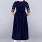 PAVONINE Navy Blue Color Burfi Design Embroidery Dress For Women | Swadesiicart